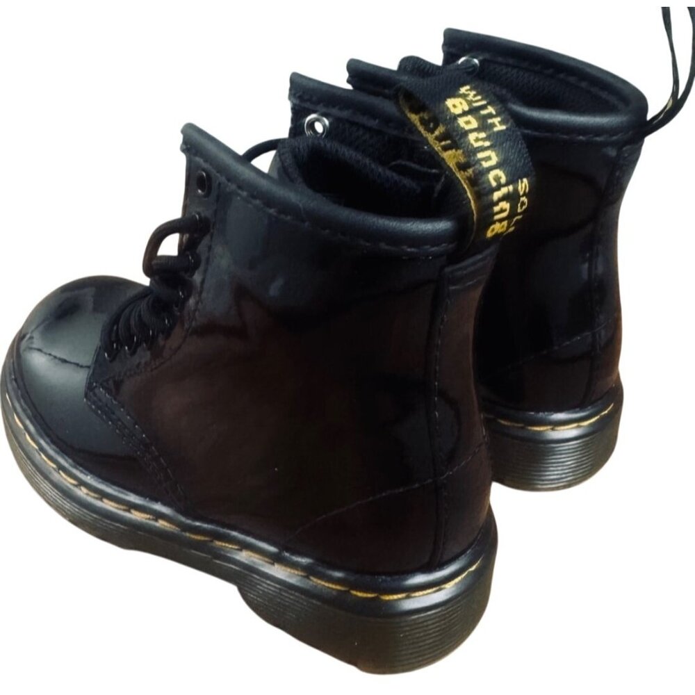 Dr. Martens 1460T -SIZE 8 Kids Unisex Black Combat Side Zipper Boots - Picture 3 of 9